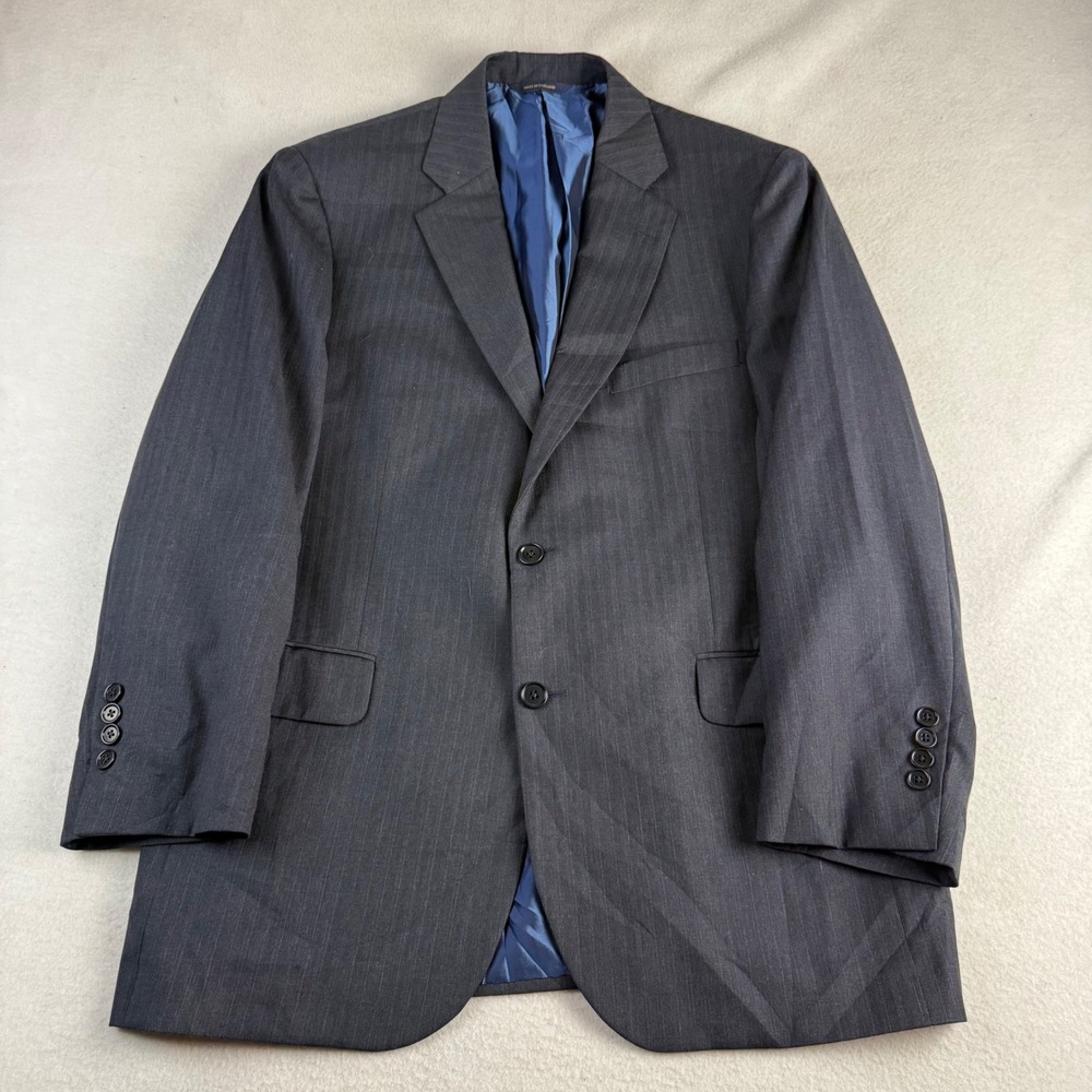 Brooks Brothers Madison 41R Wool Pinstripe Blazer Sport Coat Navy Blue Mens